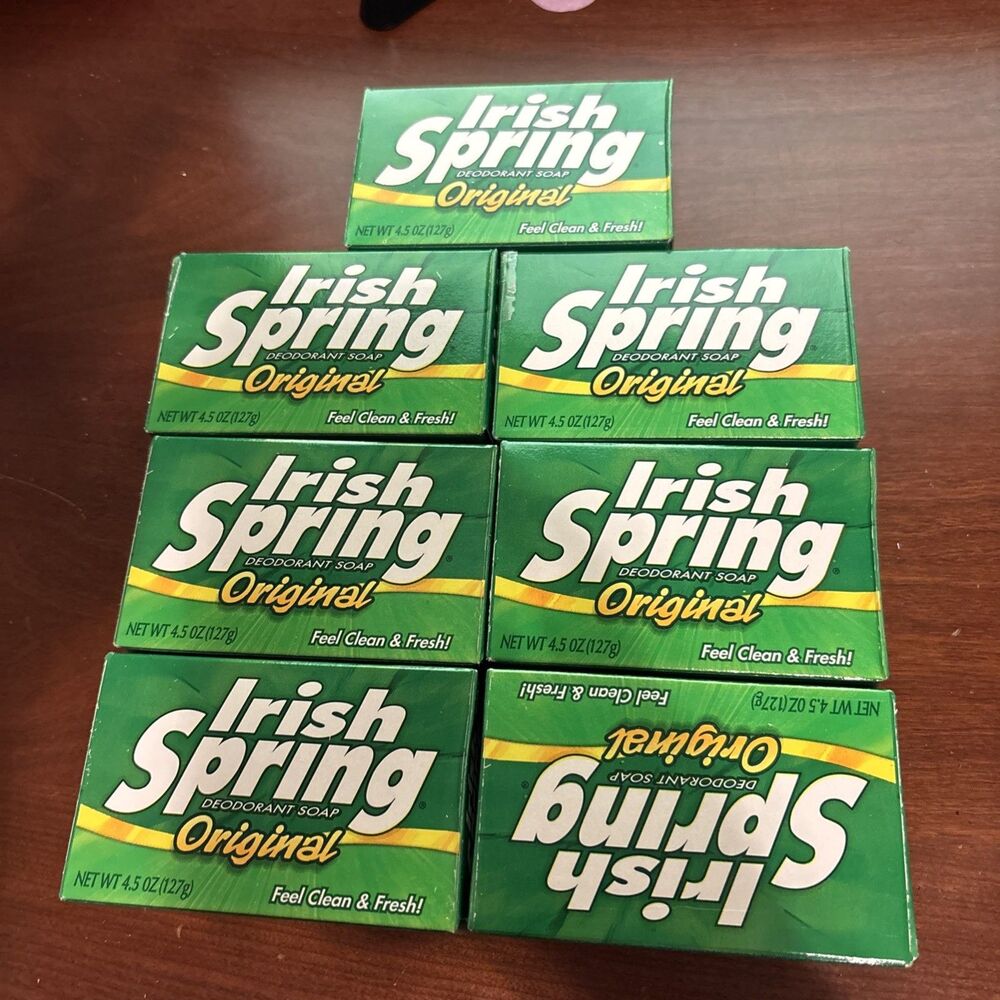 Vintage Colgate Palmolive Irish Spring Soap Original 7 Bars Sealed No Flaxseed